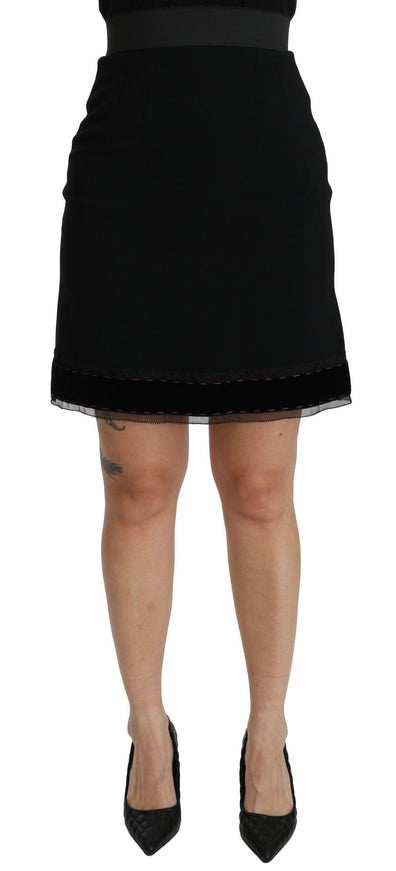 Dolce & Gabbana Black A-line High Waist Mini Viscose Skirt