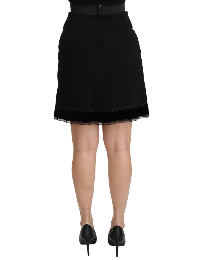 Dolce & Gabbana Black A-line High Waist Mini Viscose Skirt - Ellie Belle