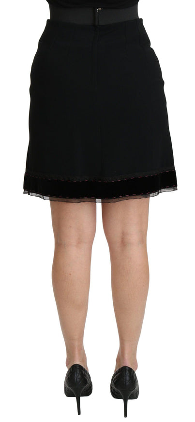 Dolce & Gabbana Black A-line High Waist Mini Viscose Skirt