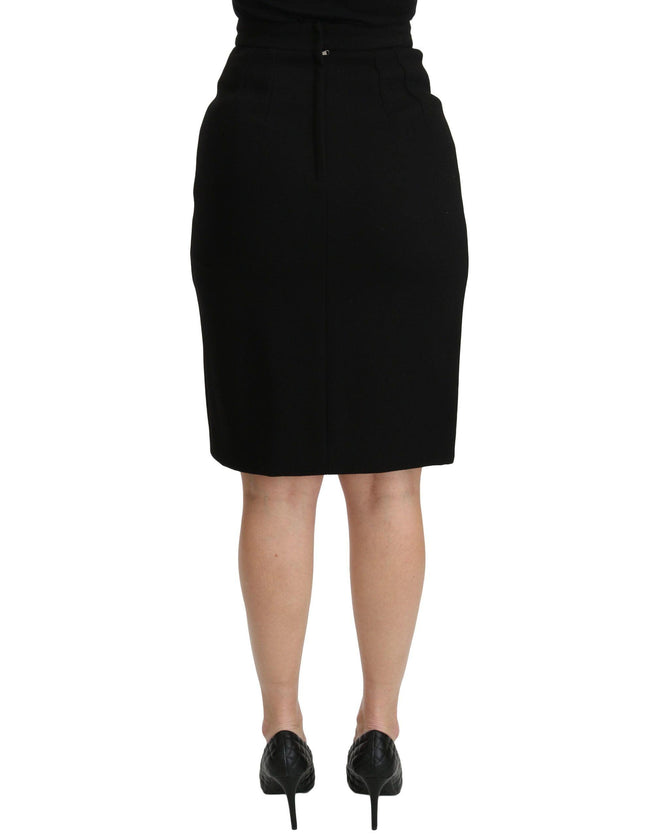 Dolce & Gabbana Black A-line High Waist Mini Wool Skirt - Ellie Belle