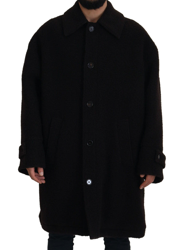 Dolce & Gabbana Black Alpaca Button Down Trench Coat Jacket - Ellie Belle