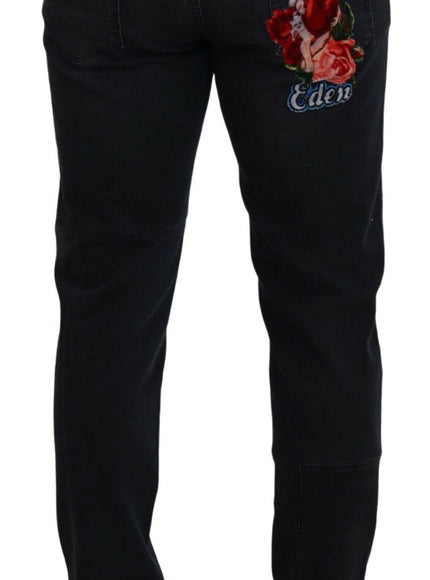 Dolce & Gabbana Black Angel Embroidery Skinny Denim Jeans - Ellie Belle