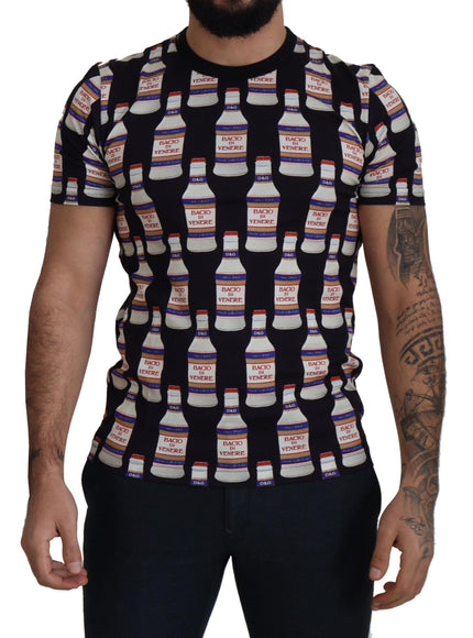 Dolce & Gabbana Black Bacio Di Venere Cotton Crew T-shirt
