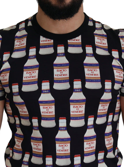 Dolce & Gabbana Black Bacio Di Venere Cotton Crew T-shirt