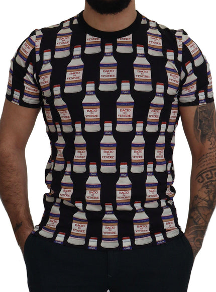 Dolce & Gabbana Black Bacio Di Venere Cotton Crew T-shirt