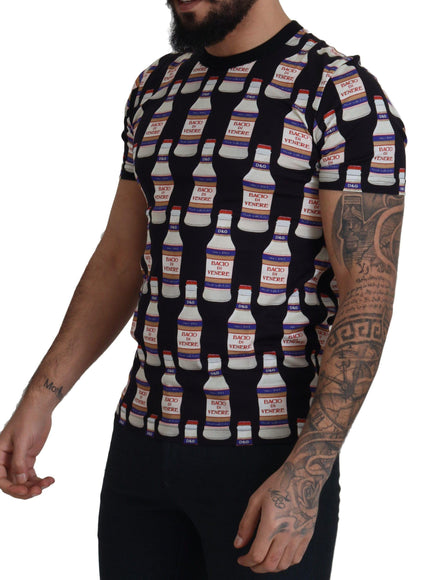 Dolce & Gabbana Black Bacio Di Venere Cotton Crew T-shirt