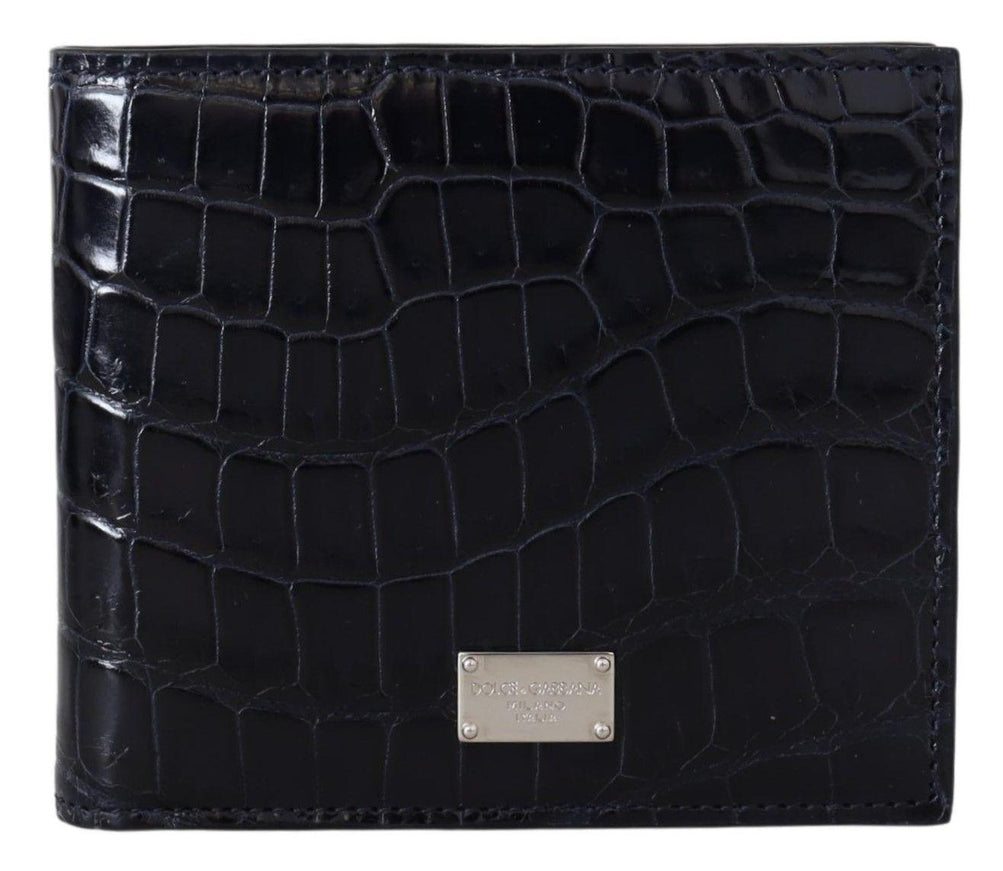 Dolce & Gabbana Black Bifold Card Holder Men Exotic Leather Wallet - Ellie Belle