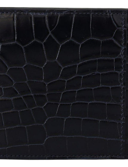 Dolce & Gabbana Black Bifold Card Holder Men Exotic Leather Wallet - Ellie Belle