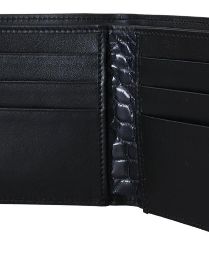 Dolce & Gabbana Black Bifold Card Holder Men Exotic Leather Wallet - Ellie Belle