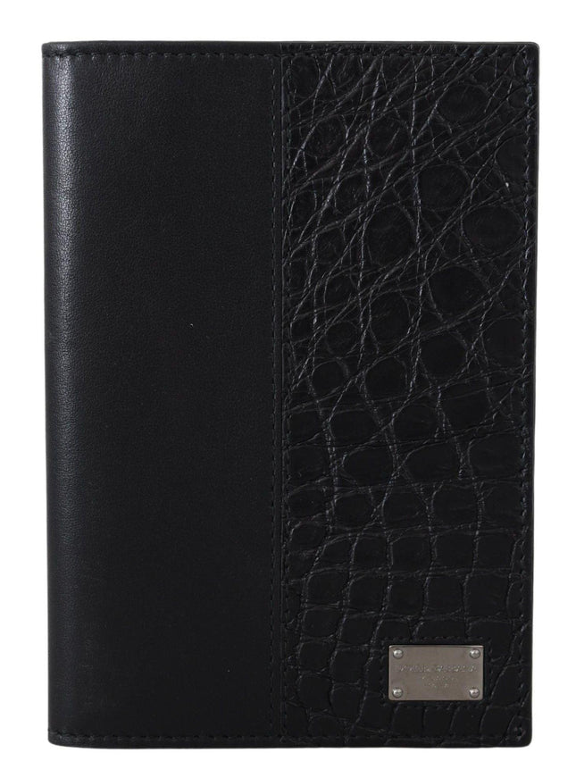 Dolce & Gabbana Black Bifold Passport Holder Men Exotic Leather Wallet - Ellie Belle