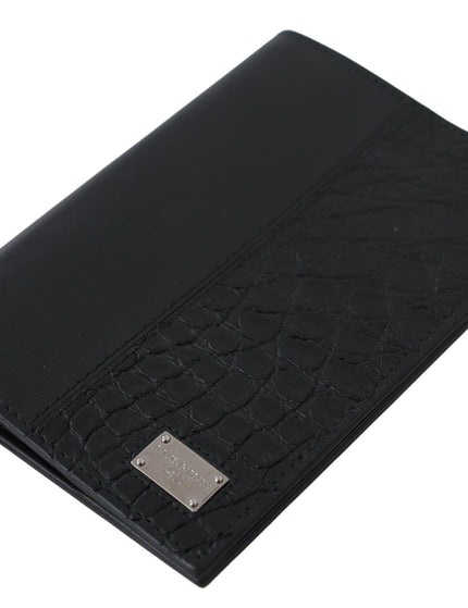 Dolce & Gabbana Black Bifold Passport Holder Men Exotic Leather Wallet - Ellie Belle