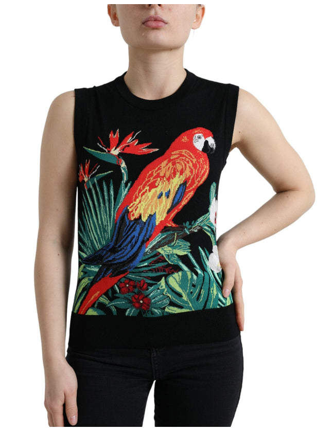 Dolce & Gabbana Black Bird Wool Knit Sleeveless Tank T-shirt - Ellie Belle