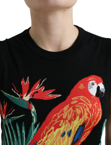Dolce & Gabbana Black Bird Wool Knit Sleeveless Tank T-shirt - Ellie Belle