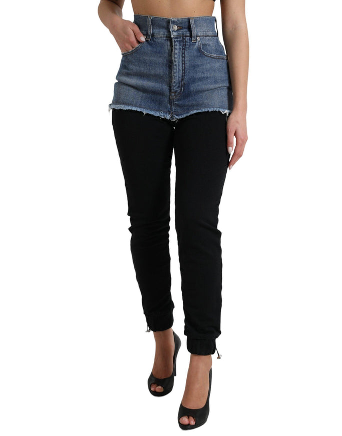 Dolce & Gabbana Black Blue Cotton High Waist PRETTY Denim Pants - Ellie Belle