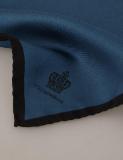 Dolce & Gabbana Black Blue DG Crown Printed Square Handkerchief Scarf - Ellie Belle