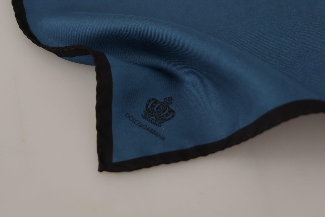 Dolce & Gabbana Black Blue DG Crown Printed Square Handkerchief Scarf - Ellie Belle