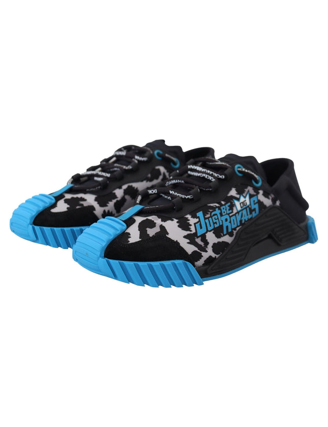 Dolce & Gabbana Black Blue Fabric Lace Up NS1 Sneakers - Ellie Belle