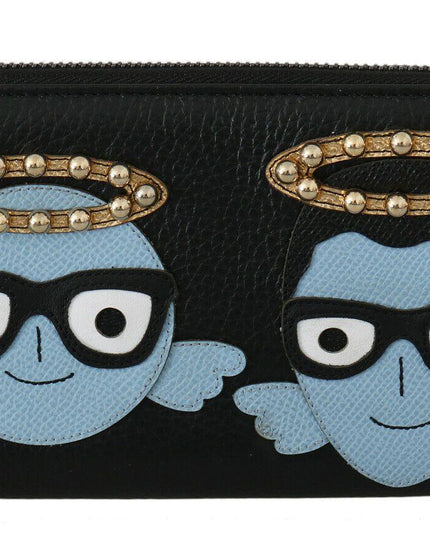 Dolce & Gabbana Black Blue Leather #DGFAMILY Zipper Continental Wallet - Ellie Belle