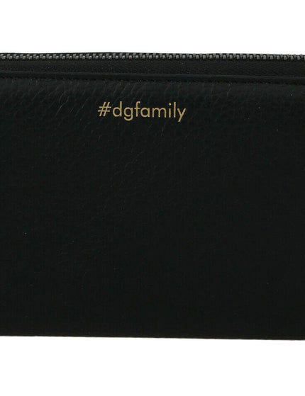 Dolce & Gabbana Black Blue Leather #DGFAMILY Zipper Continental Wallet - Ellie Belle