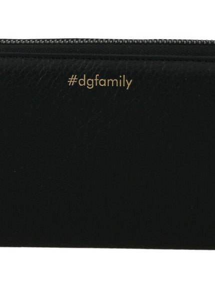 Dolce & Gabbana Black Blue Leather #DGFAMILY Zipper Continental Wallet - Ellie Belle