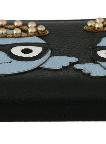 Dolce & Gabbana Black Blue Leather #DGFAMILY Zipper Continental Wallet - Ellie Belle