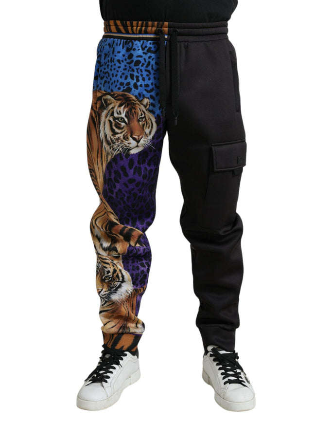 Dolce & Gabbana Black Blue Leopard Print Trouser Jogger Pants - Ellie Belle