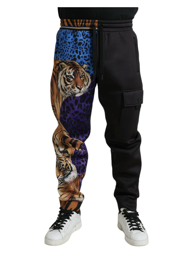 Dolce & Gabbana Black Blue Leopard Print Trouser Jogger Pants - Ellie Belle