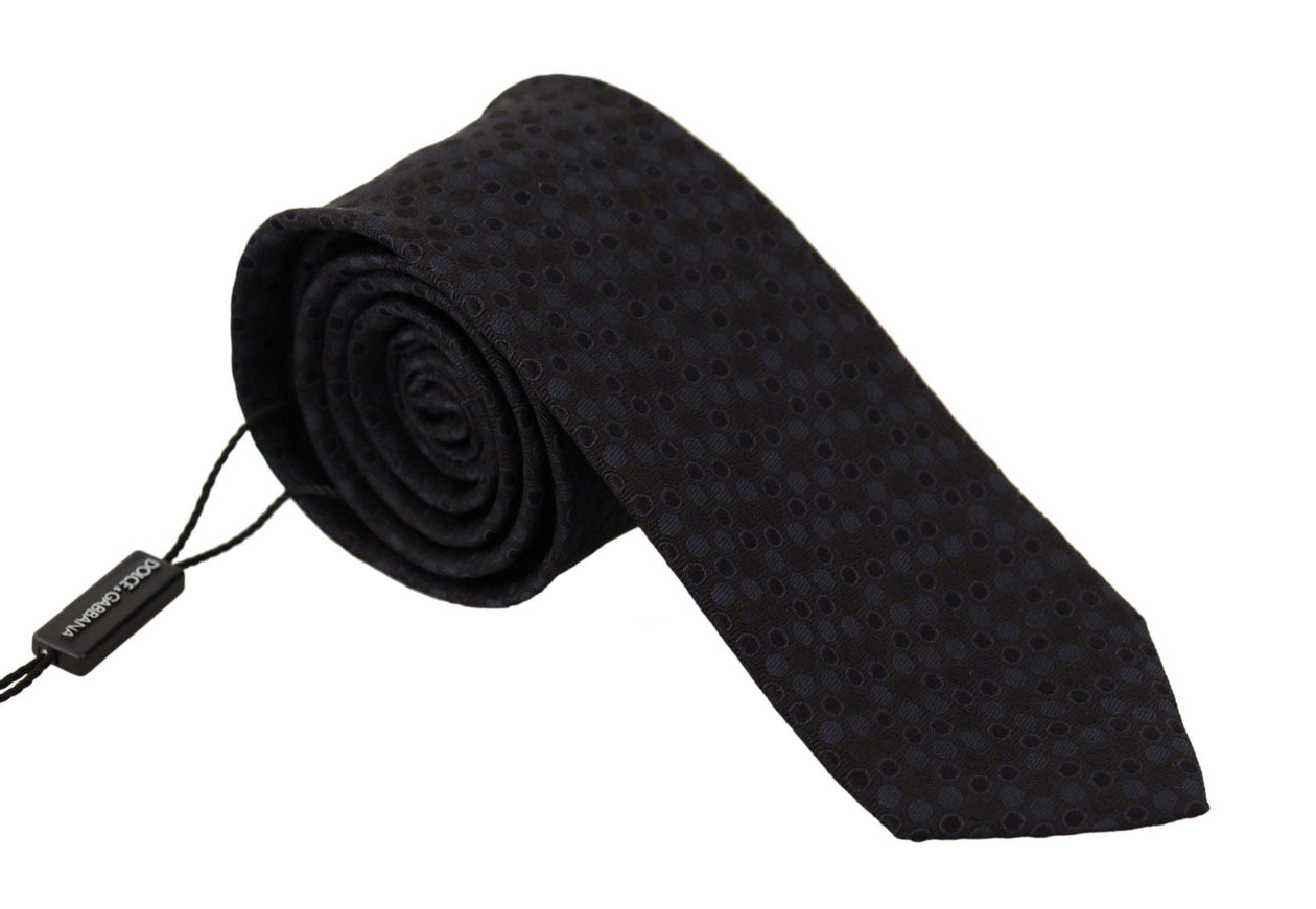 Dolce & Gabbana Black Blue Polka Dots Accessory 100% Silk Necktie - Ellie Belle