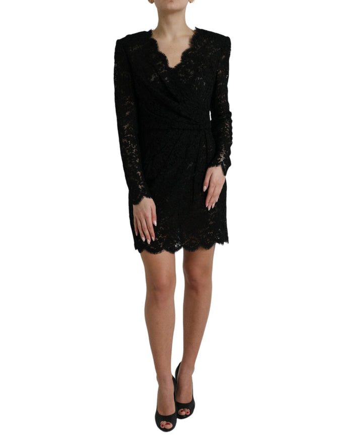 Dolce & Gabbana Black Bodycon Lace Cotton Sheath Mini Dress - Ellie Belle