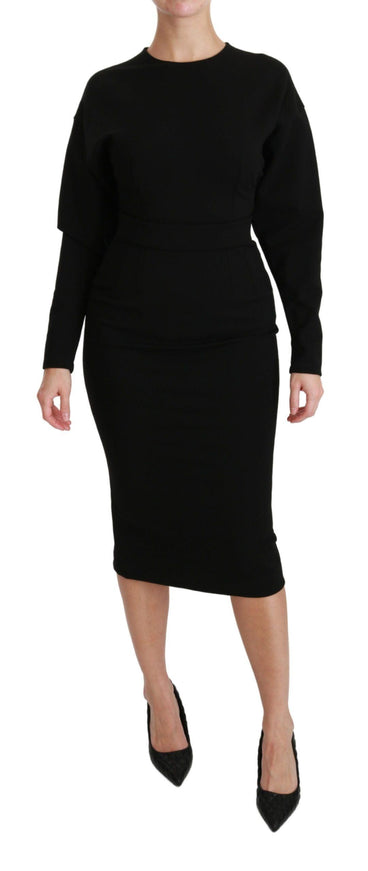 Dolce & Gabbana Black Bodycon Sheath Midi Stretch Dress