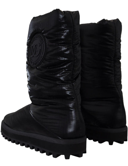 Dolce & Gabbana Black Boots Padded Mid Calf Winter Shoes - Ellie Belle