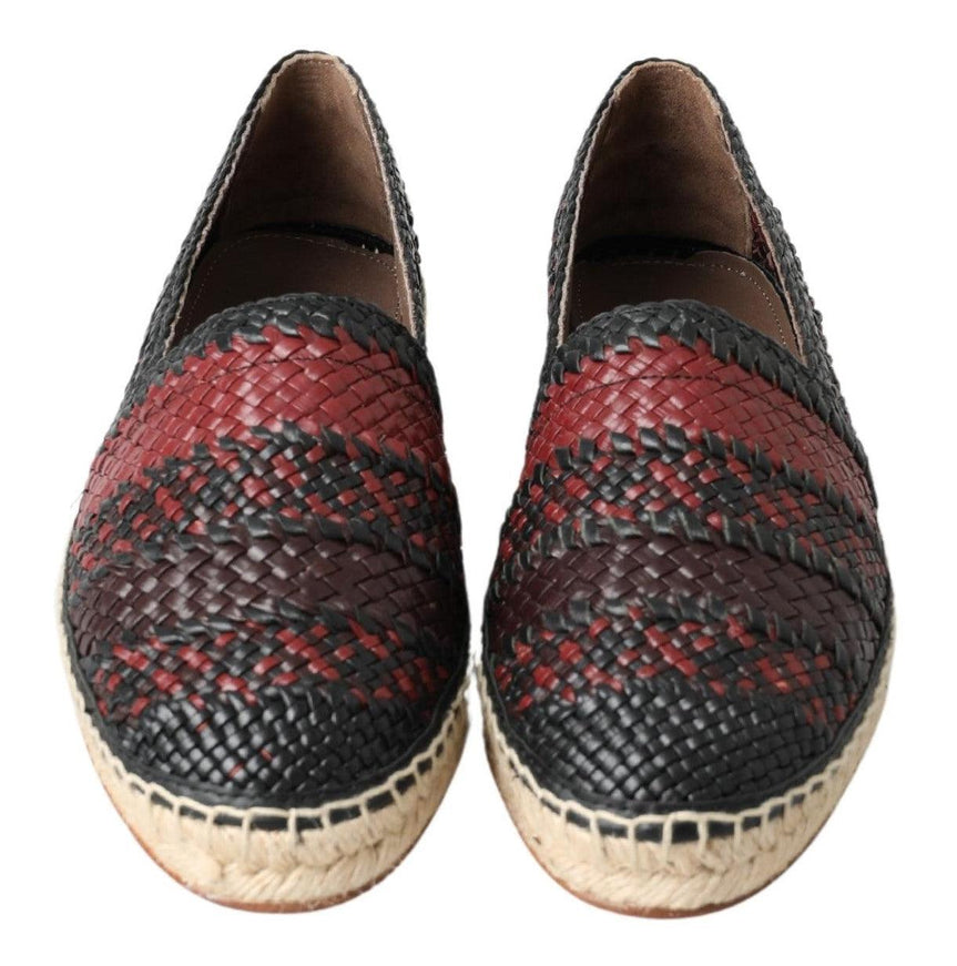 Dolce & Gabbana Black Bordeaux Buffalo Leather Espadrille Shoes - Ellie Belle