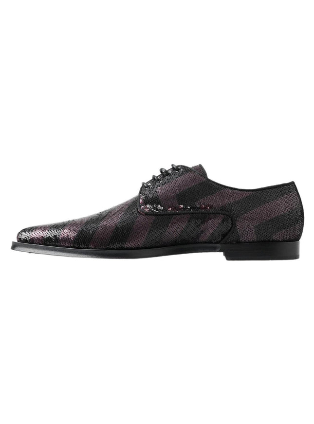 Dolce & Gabbana Black Bordeaux Sequin Chevron Men Derby Shoes - Ellie Belle