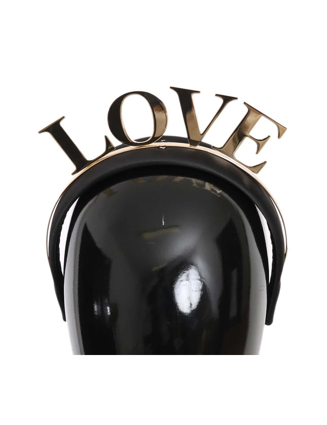 Dolce & Gabbana Black Brass Gold Love Diadem One Size Tiara Headband - Ellie Belle
