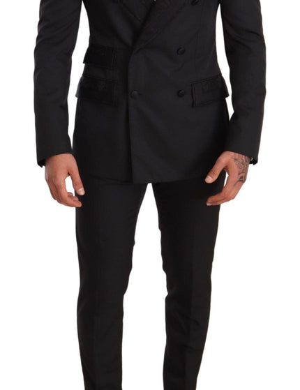 Dolce & Gabbana Black Brocade 2 Piece Set Polyester Suit - Ellie Belle