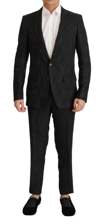 Dolce & Gabbana Black Brocade Formal 2 Piece MARTINI Suit - Ellie Belle