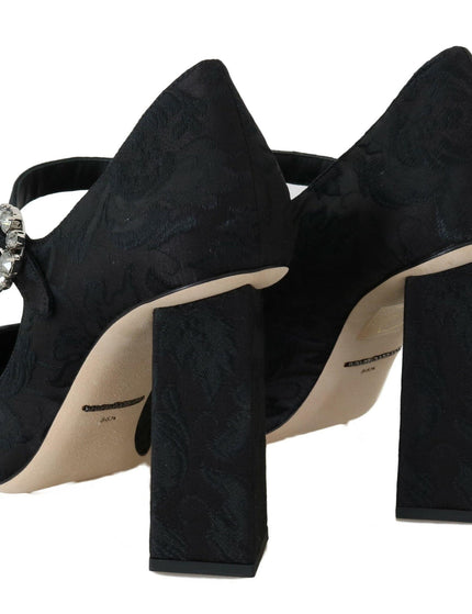 Dolce & Gabbana Black Brocade High Heels Mary Janes Shoes - Ellie Belle