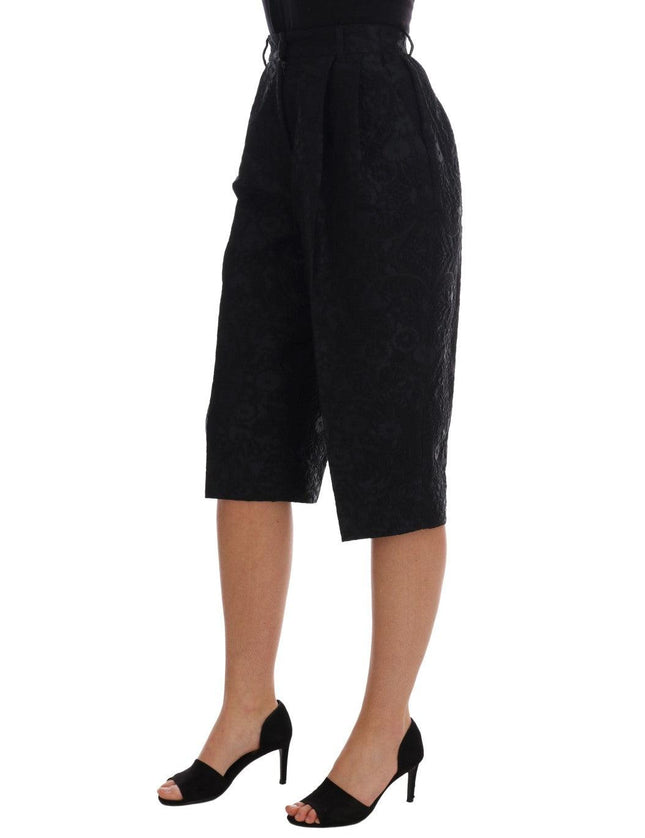 Dolce & Gabbana Black Brocade High Waist Capri Shorts