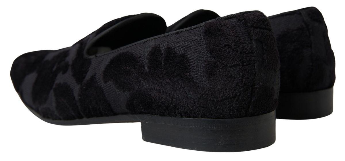 Dolce & Gabbana Black Brocade Loafers Formal Shoes - Ellie Belle