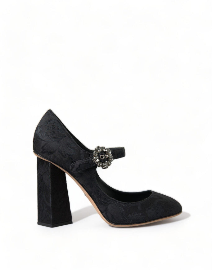 Dolce & Gabbana Black Brocade Mary Janes Heels Pumps Shoes - Ellie Belle