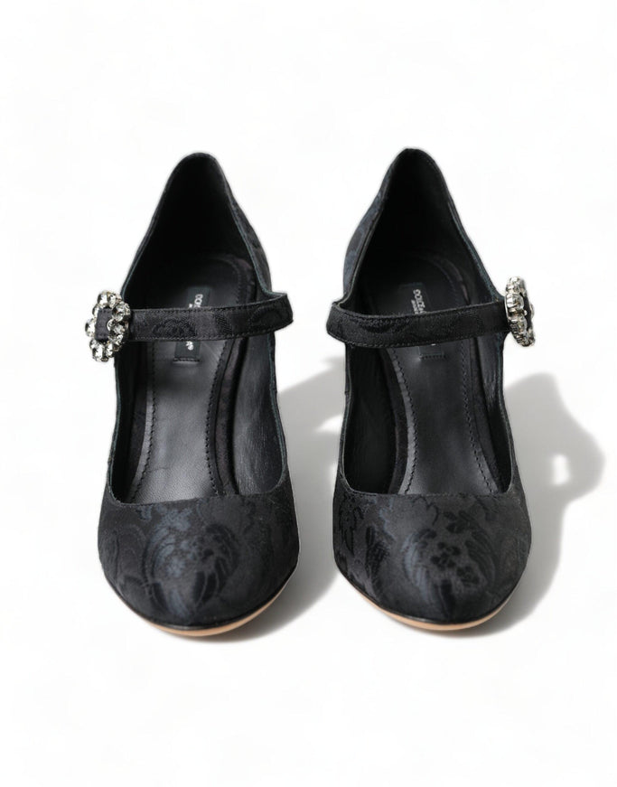 Dolce & Gabbana Black Brocade Mary Janes Heels Pumps Shoes - Ellie Belle