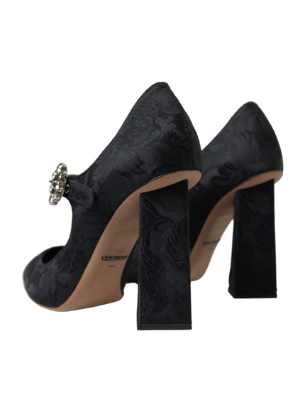Dolce & Gabbana Black Brocade Mary Janes Heels Pumps Shoes - Ellie Belle