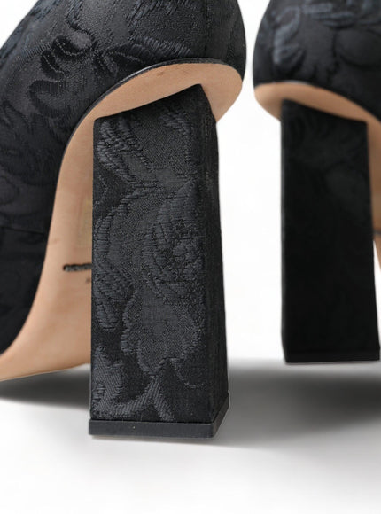 Dolce & Gabbana Black Brocade Mary Janes Heels Pumps Shoes - Ellie Belle