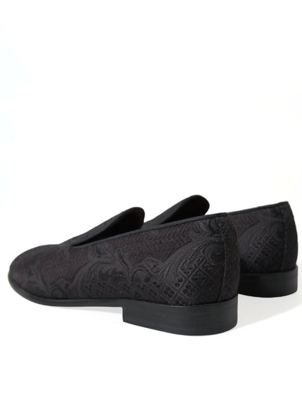 Dolce & Gabbana Black Brocade Men Slip On Loafer Dress Shoes - Ellie Belle