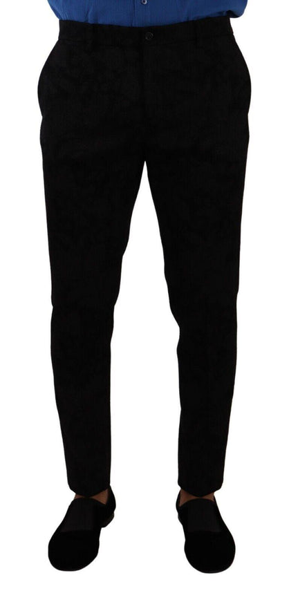 Dolce & Gabbana Black Brocade Skinny Formal Trouser Dress Pants - Ellie Belle