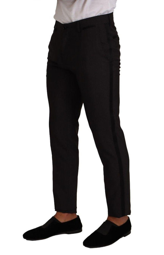 Dolce & Gabbana Black Brown Formal Tuxedo Dress Pants - Ellie Belle