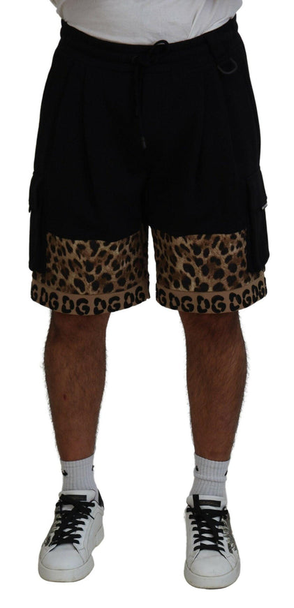 Dolce & Gabbana Black Brown Leopard DGPrint Men Casual Shorts - Ellie Belle