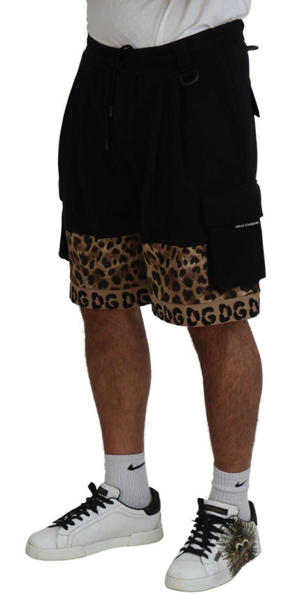 Dolce & Gabbana Black Brown Leopard DGPrint Men Casual Shorts - Ellie Belle