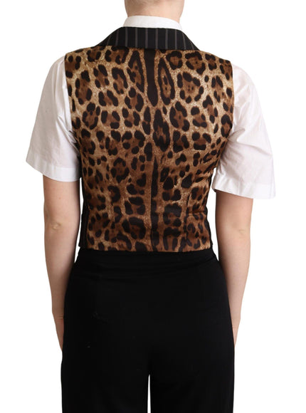 Dolce & Gabbana Black Brown Leopard Print Waistcoat Vest - Ellie Belle