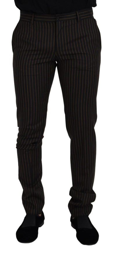 Dolce & Gabbana Black Brown Striped Men Formal Pants - Ellie Belle